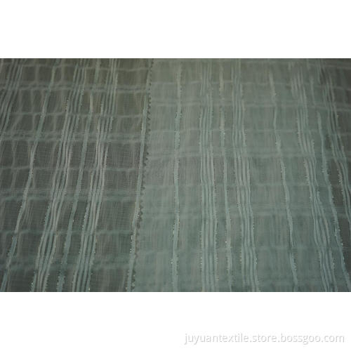 Polyester Chiffon Crinkle Silver Lurex Stripe Dobby Fabric